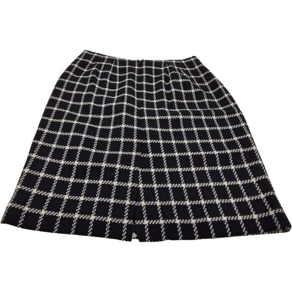 Fall Winter Timeless Black & White Plaid Window Pane Size 12 Talbot's Wool Skirt - Picture 11 of 14